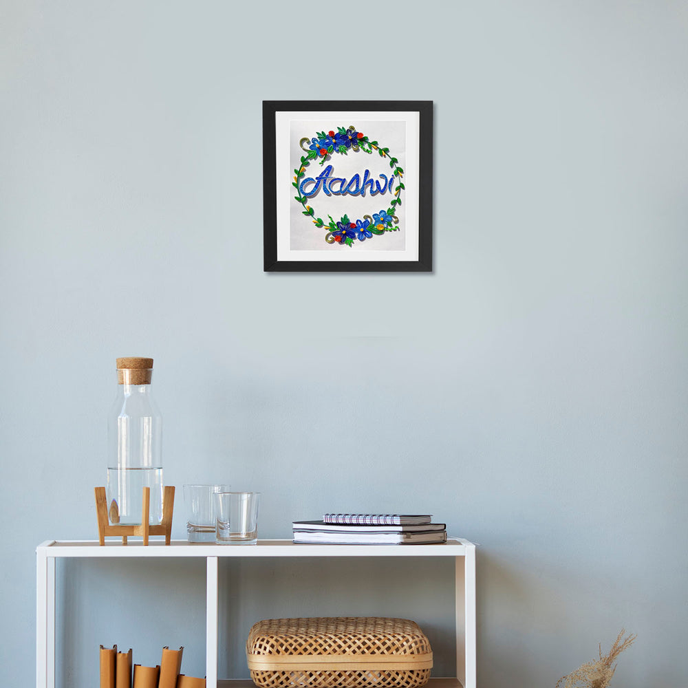 Personalized Quilling Name Plate Frame For House Office 1 - Framed Artwork Hanging on Wall