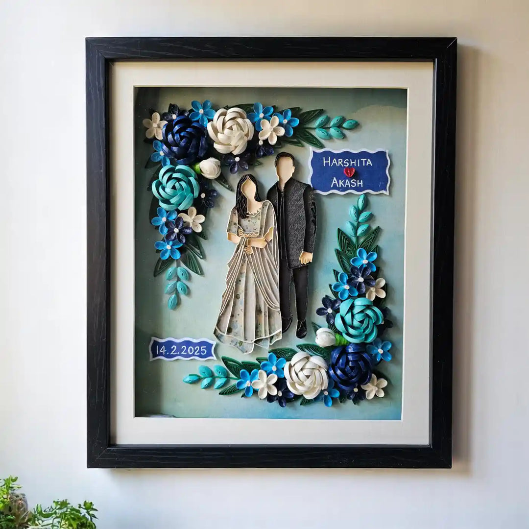 Photo Personalized Handmade Quilling Wedding Theme Paper Decorative Plaque