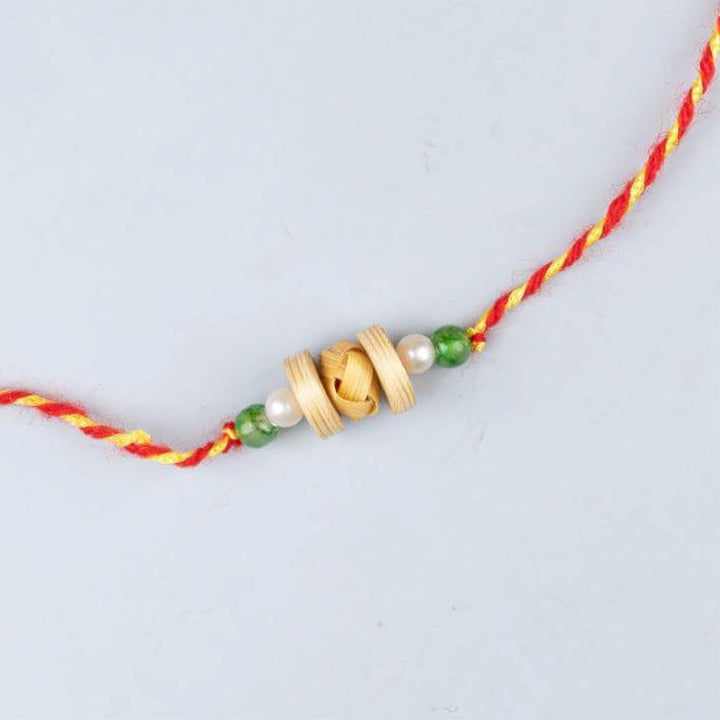 Ecofriendly Bamboo Rakhi With Roli Chawal 4 - Single Rakhi Close-up (9)