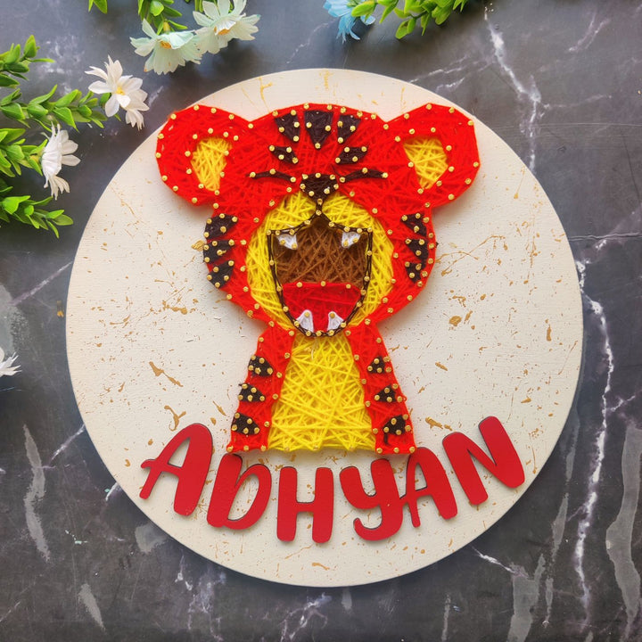 Personalized Animal Theme Kids String Art Name Plate - Front View with Name Personalization (7)