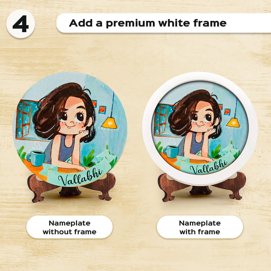 Photo Caricature Name Plate With Stand For Pet Lovers 1 - Nameplate Frame Comparison Display