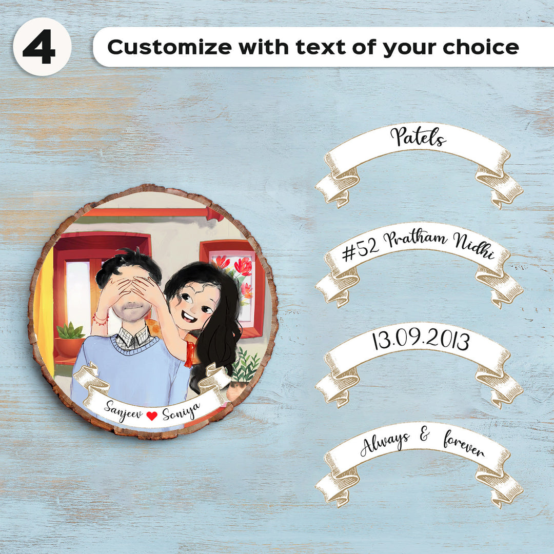 Photo Caricature Bark Nameplate With Stand For Chef - Personalization Text Examples Display