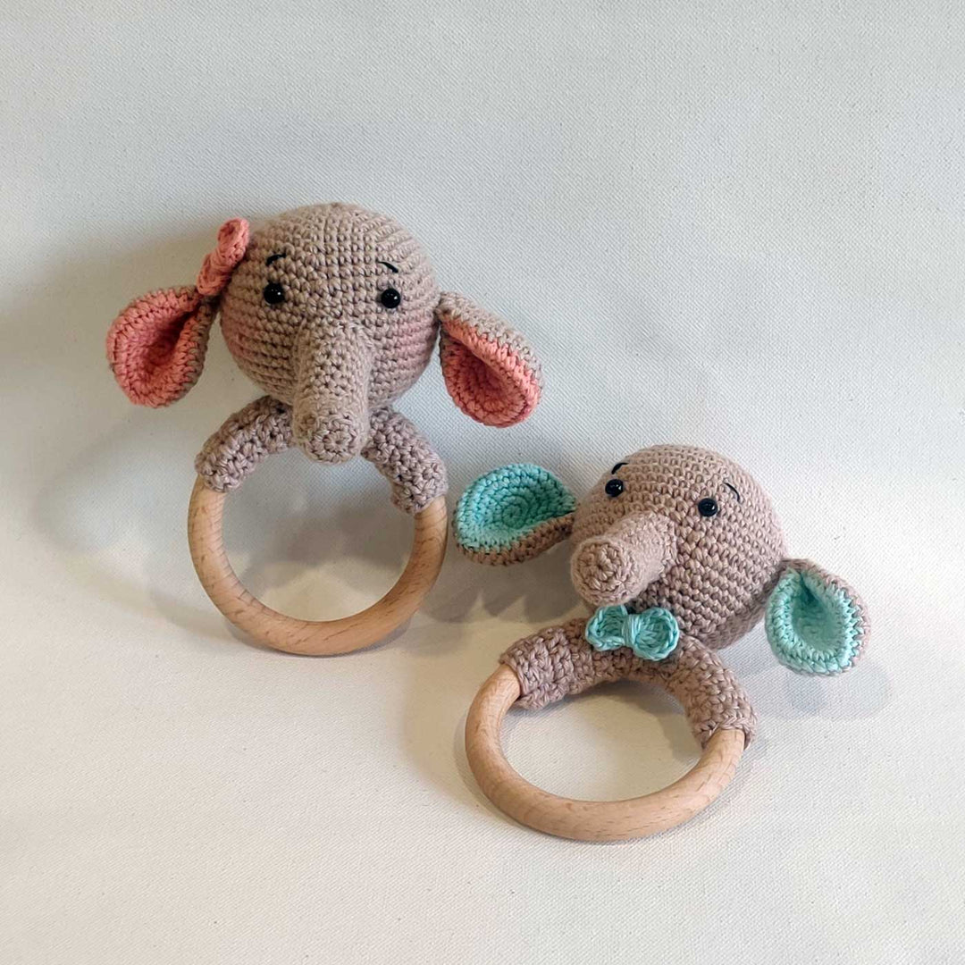 Handmade Crochet Dumbo Rattle Rakhi Gift For Siblings