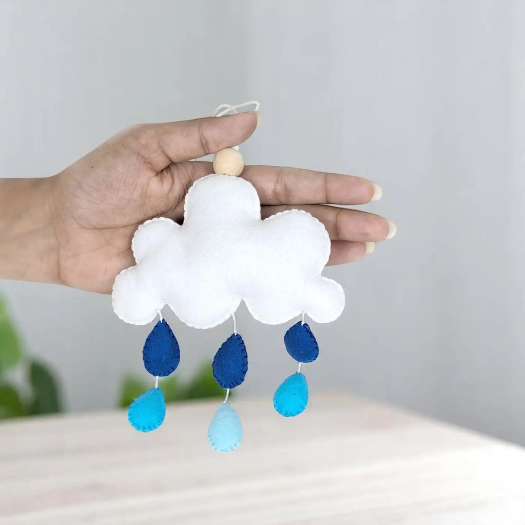 Handmade Rain Cloud Felt Hanging For Kids