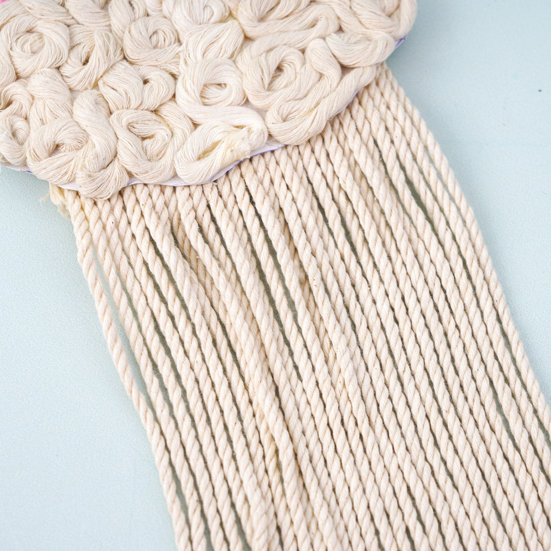 Macrame Rainbow Personalized Name Plate For Kids - Close-up of Twisted Rope Detail