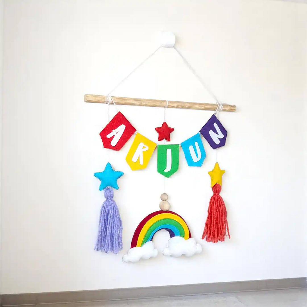 Personalized Handmade Rainbow Felt Kids Name Plate For Kids