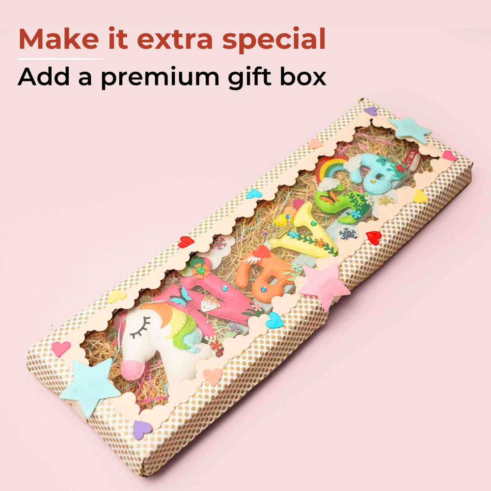 Personalized Shri Krishna Theme Felt Kids Name Plate - Box Packaging Display