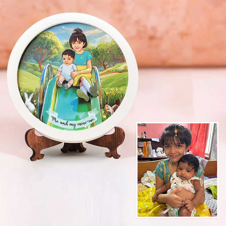 Photo Caricature Name Plate With Stand 7 - Front View with Personalized Illustration