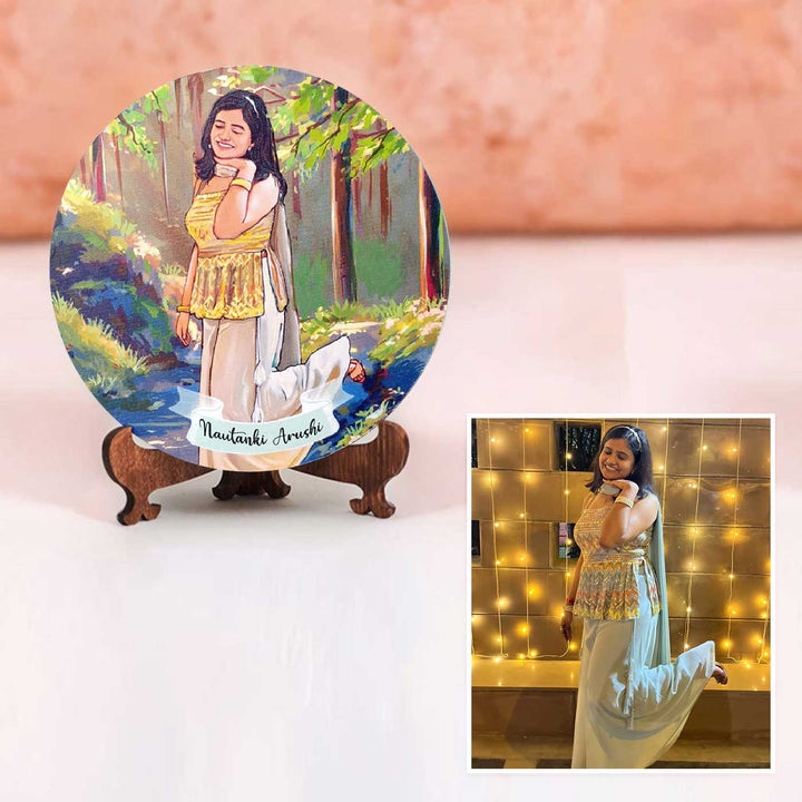 Photo Caricature Name Plate With Stand 4 - Personalized Portrait on Display Stand