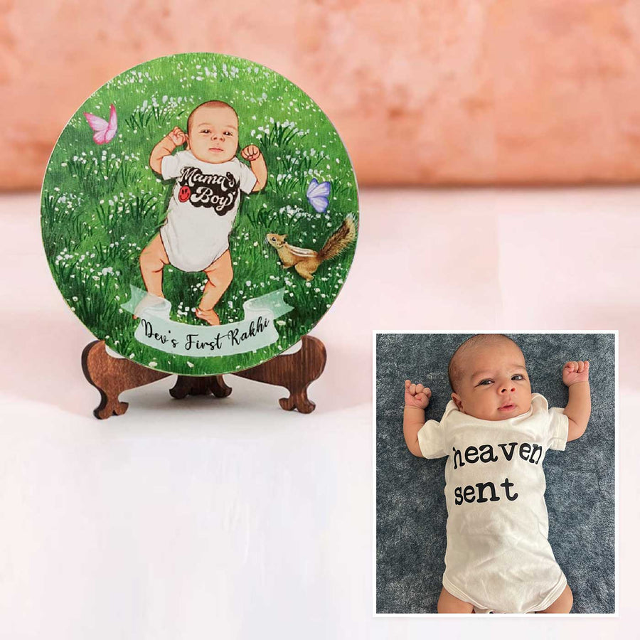 Photo Caricature Name Plate With Stand 9 - Personalized Photo Plate with Stand