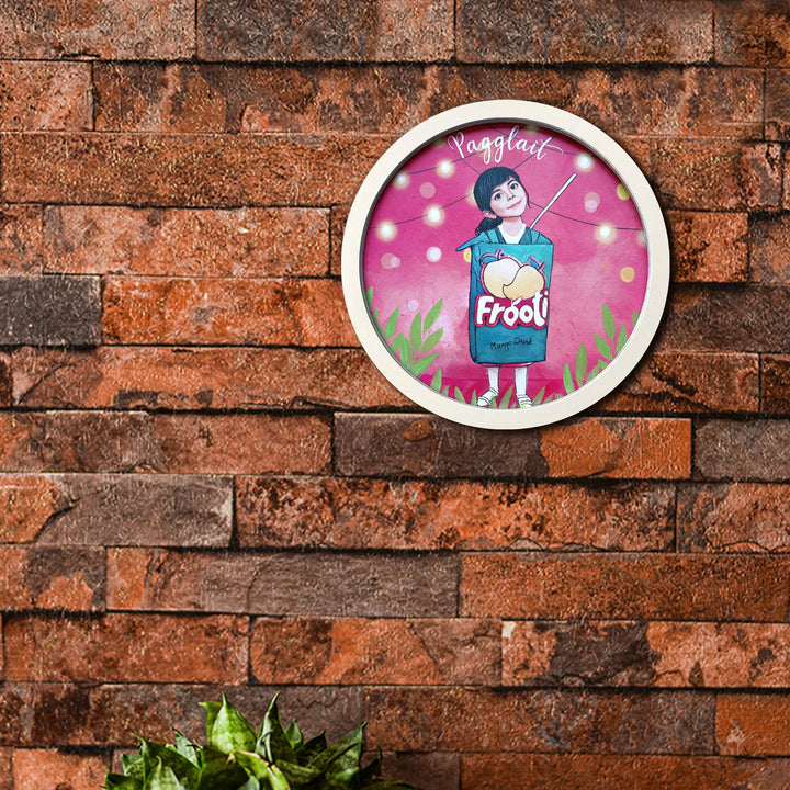 Photo Caricature Name Plate With Stand For Kids 15 - Mounted on Brick Wall Front View