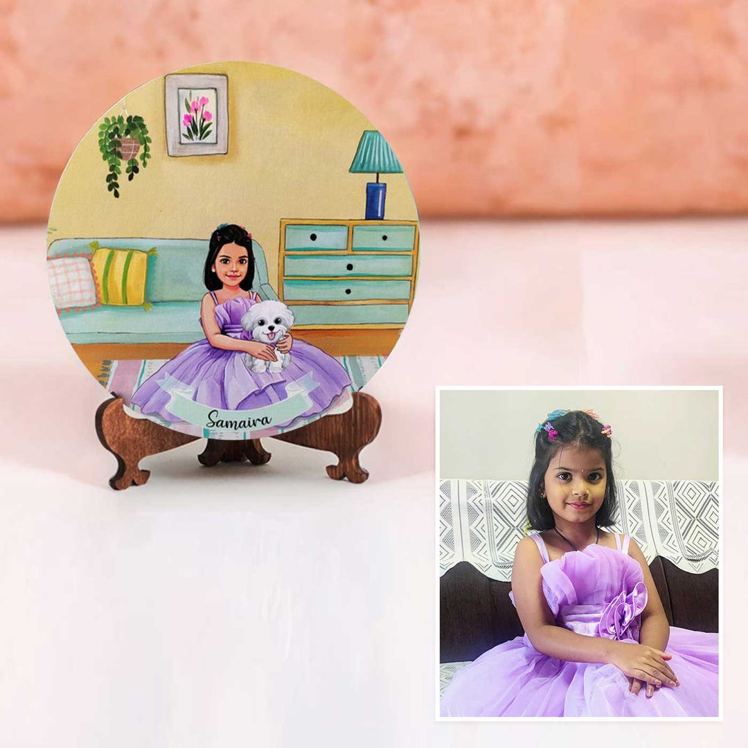 Photo Caricature Nameplate With Stand For Kids 7 - Custom Illustration with Nameplate