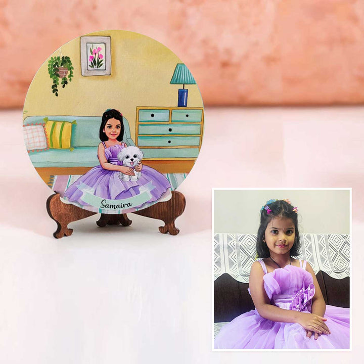 Photo Caricature Nameplate With Stand For Kids 7 - Custom Illustration with Nameplate