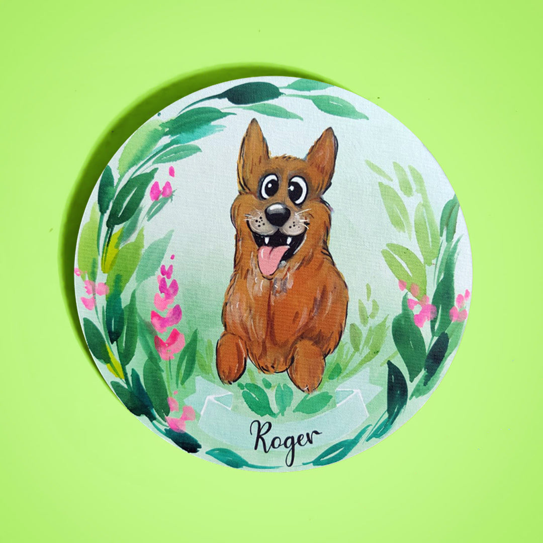 Photo Caricature Nameplate With Stand For Pets 10 - Front View with Name Personalization