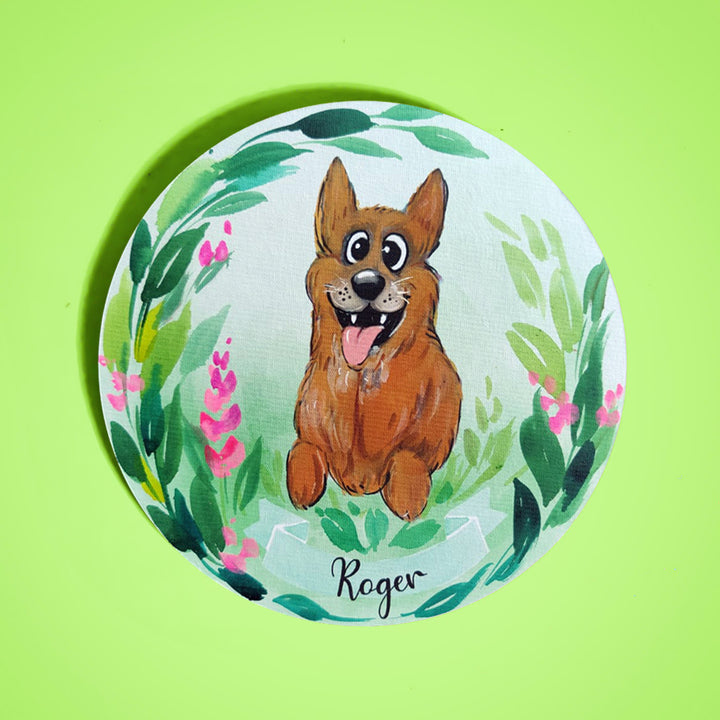 Photo Caricature Nameplate With Stand For Pets 10 - Front View with Name Personalization