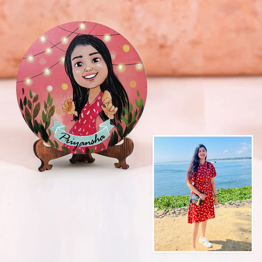 Photo Caricature Nameplate With Stand For Individuals 6 - Personalized Caricature Display with Photo