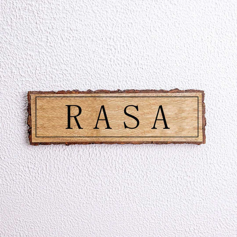 Handcrafted Mango Wood Personalized Name Plate 1 - Front View with Name Personalization