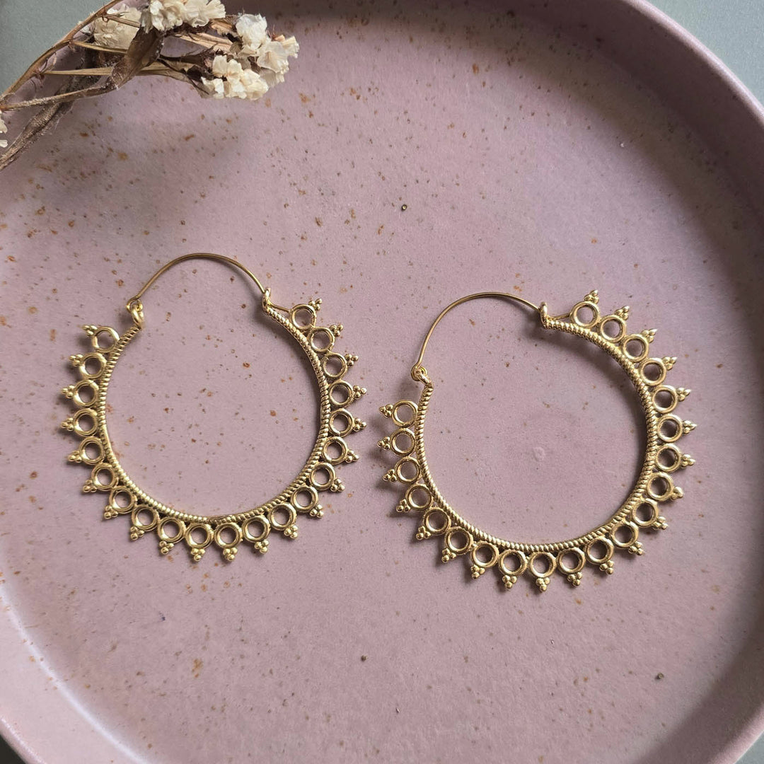 Handmade Renata Hoops Brass Earrings