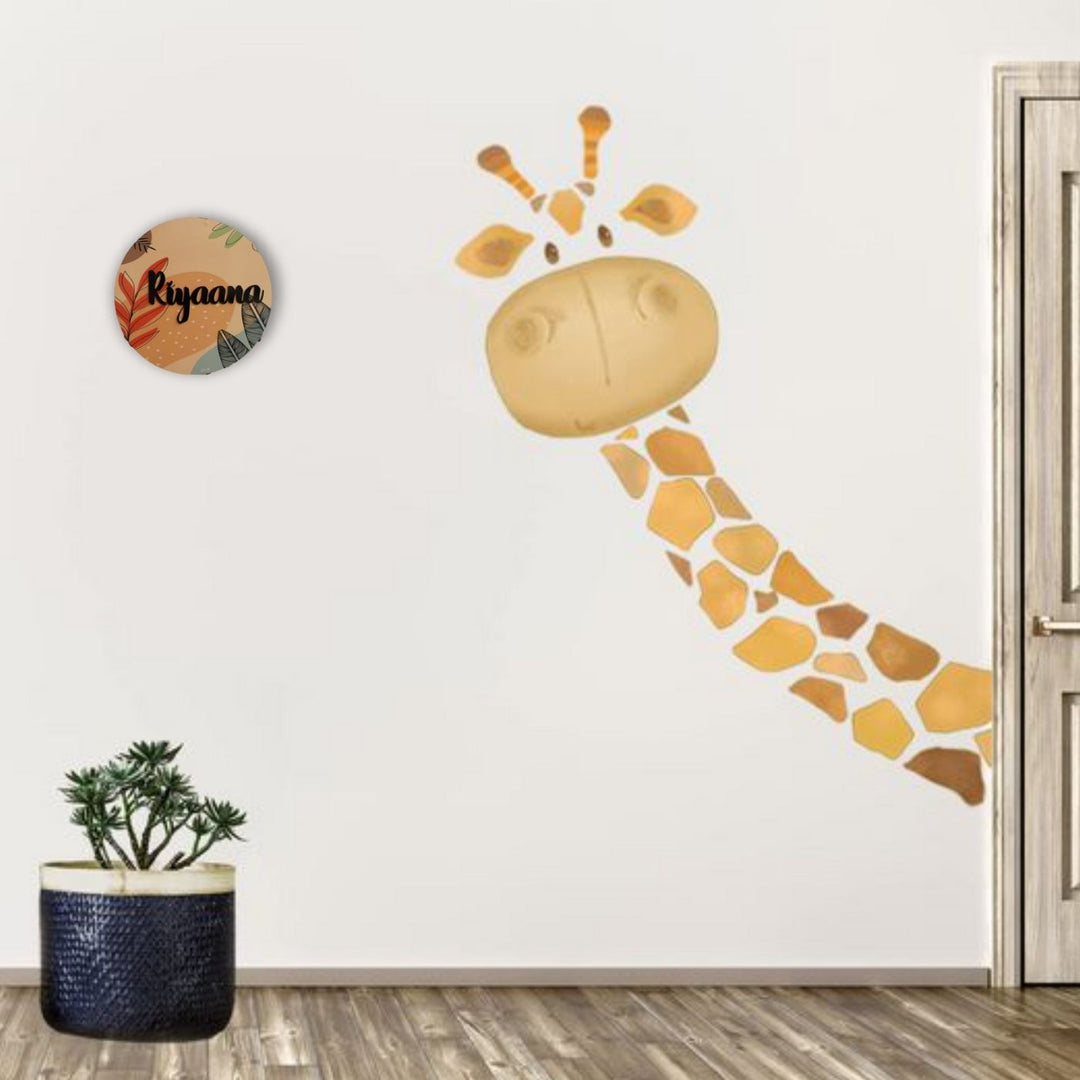Personalized Printed Floral Mdf Wood Kids Name Plate With 3D Letters - Name Personalization on Wall Plaque