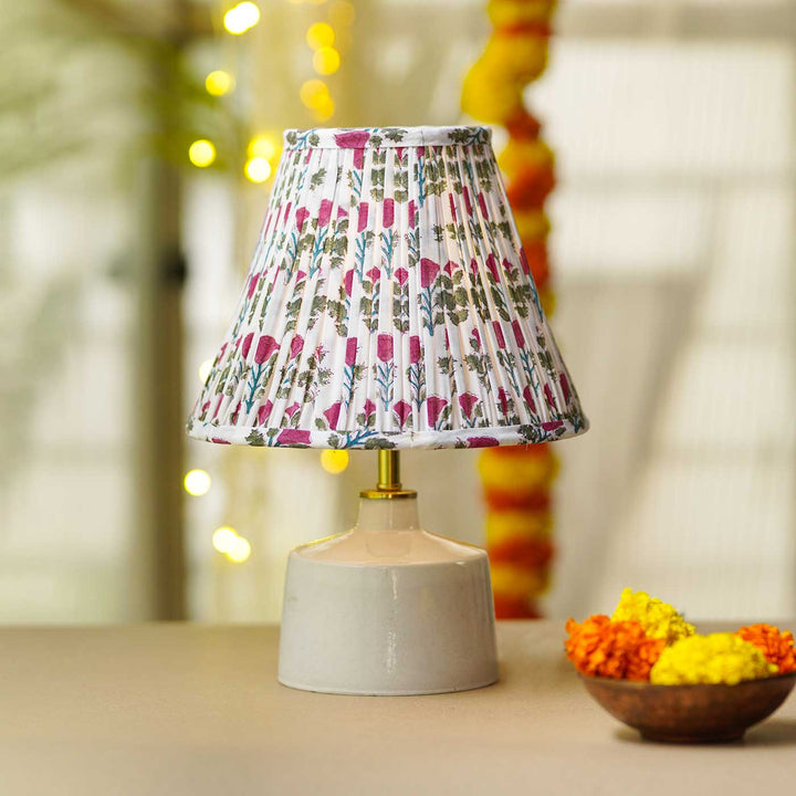 White Pink Block Print Empire Lampshade