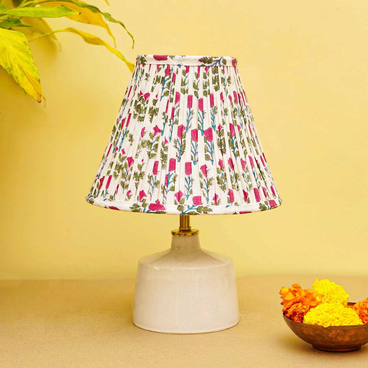 White Pink Block Print Empire Lampshade