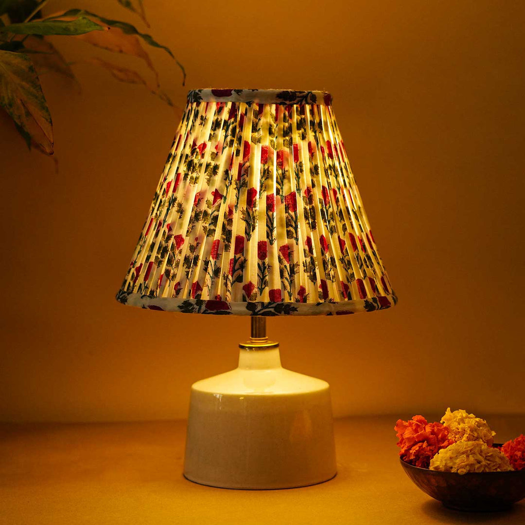 White Pink Block Print Empire Lampshade