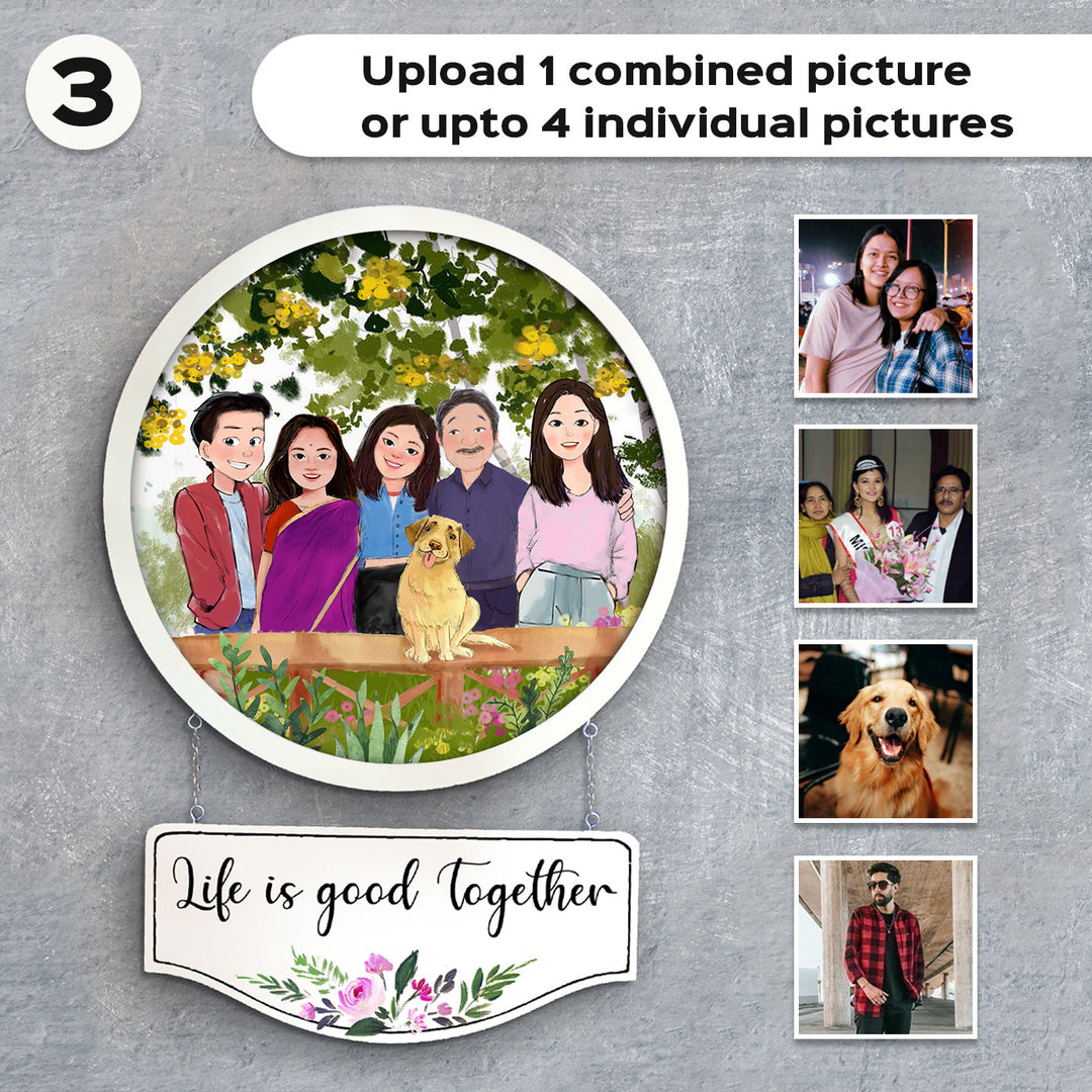 Photo Caricature Hanging Name Plate For Proposal - Combined Picture Upload Example