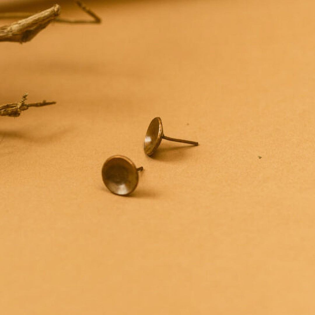 Handmade Rustic Dome Shape Stud Copper Earrings
