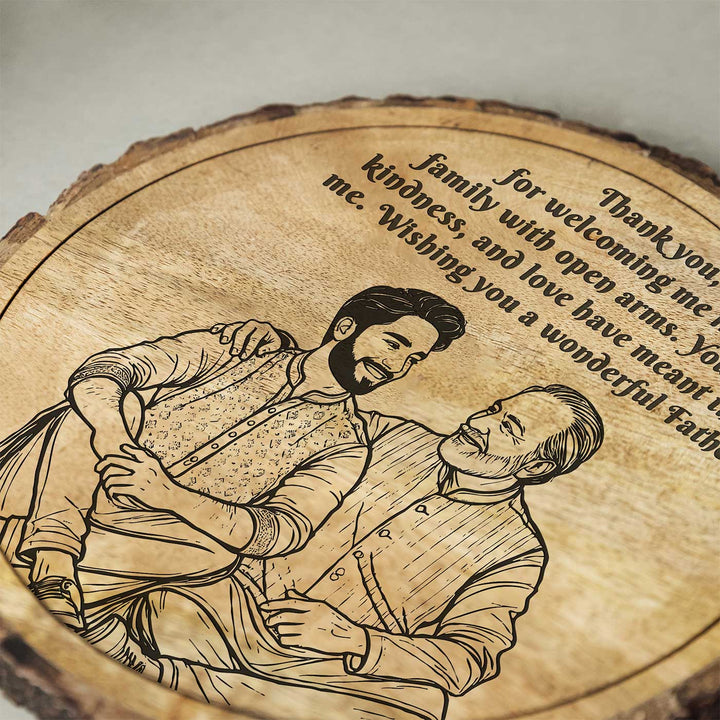 Personalized Hand Carved Engraved Dad And Son Theme Wooden Decorative Plaque