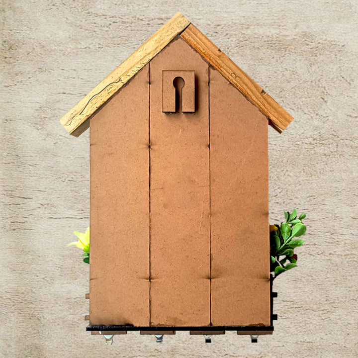 Home-Shaped MDF Wood Key Holder with Elegant Design