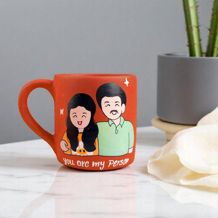 Photo Personalized Hand-Painted Couples Design Terracotta Mug