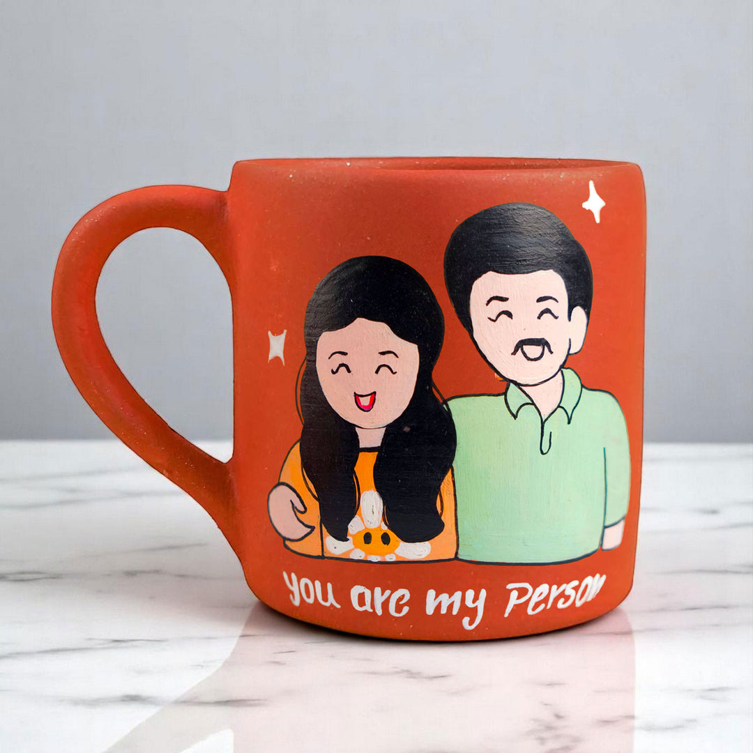 Photo Personalized Hand-Painted Couples Design Terracotta Mug