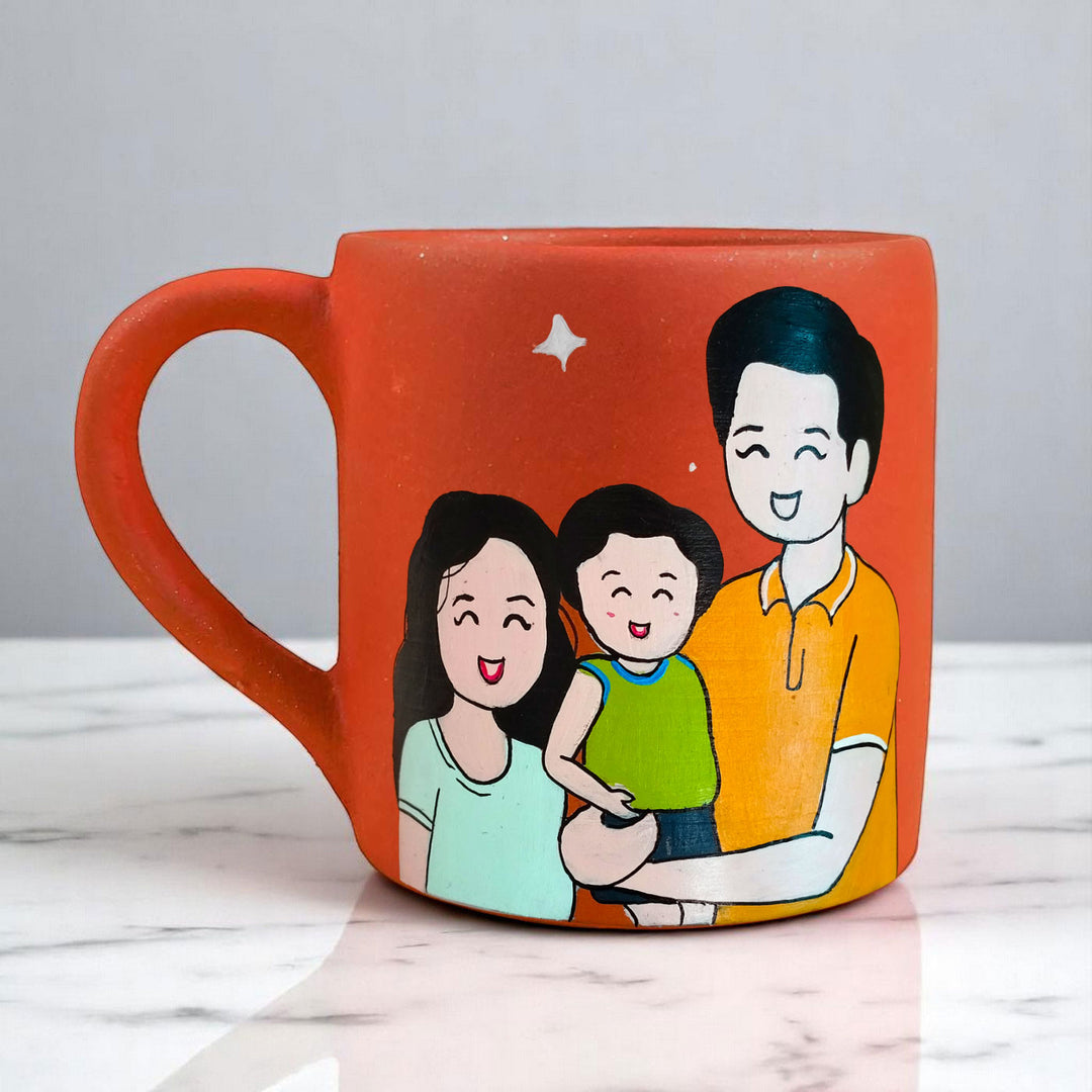 Photo Personalized Hand-Painted Family Design Terracotta Mug