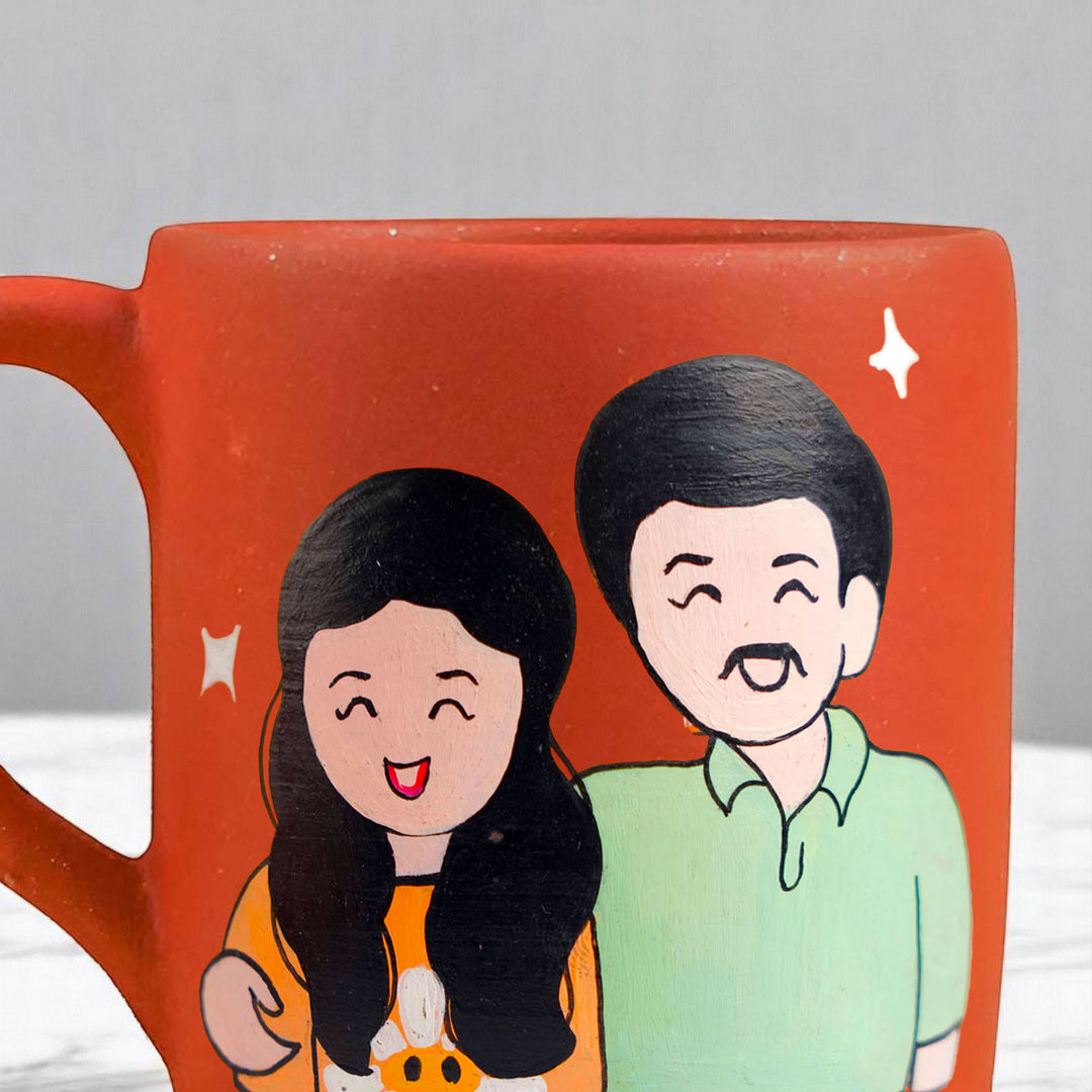 Photo Personalized Hand-Painted Couples Design Terracotta Mug