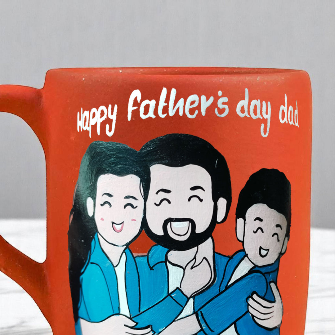 Photo Personalized Hand-Painted Father And Kids Terracotta Mug