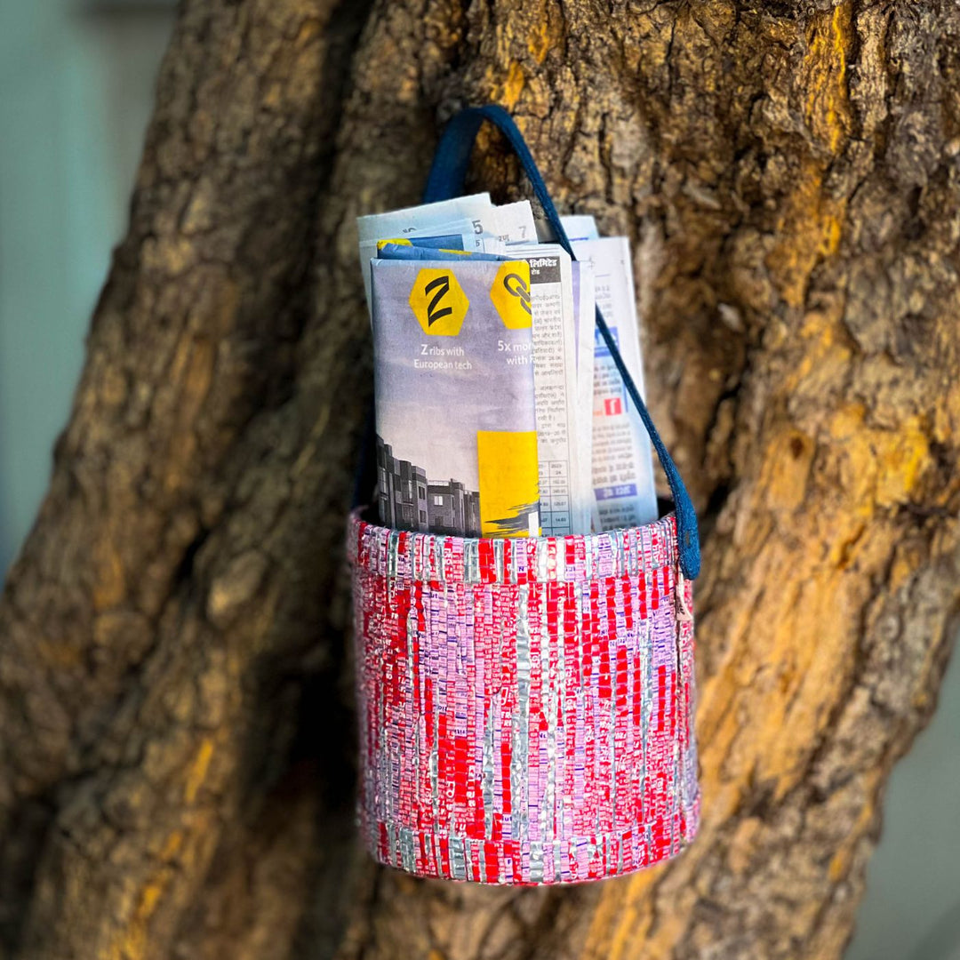 Upcycled Single-Use Plastic Handloom Multipurpose Basket