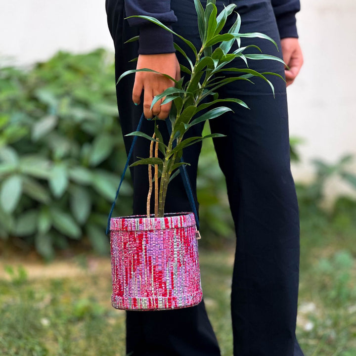 Upcycled Single-Use Plastic Handloom Multipurpose Basket