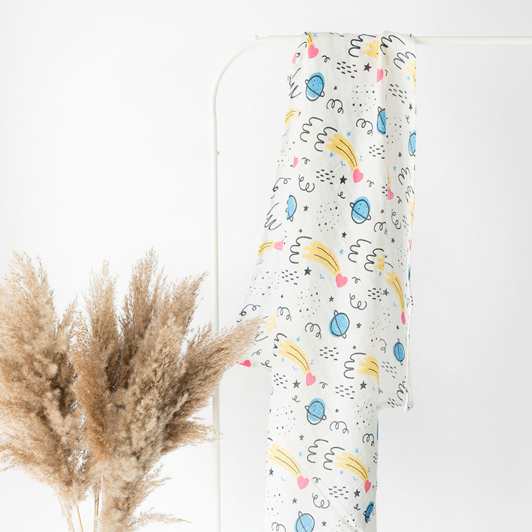 2 Pc | Premium Doodle Space Theme Swaddle | 0-4 Years
