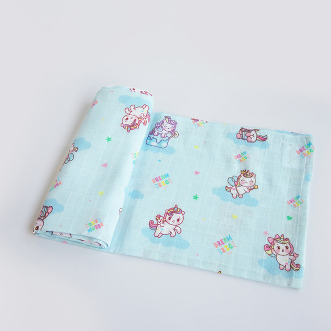 Ultra-Soft Unicorn Theme Muslin Baby Swaddle |  0-4 Years