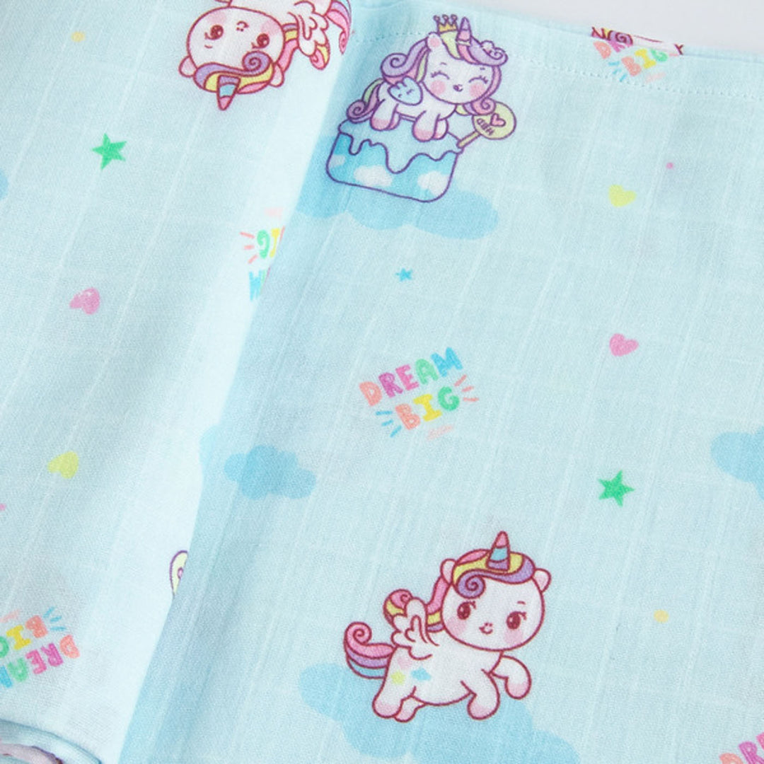 Ultra-Soft Unicorn Theme Muslin Baby Swaddle |  0-4 Years