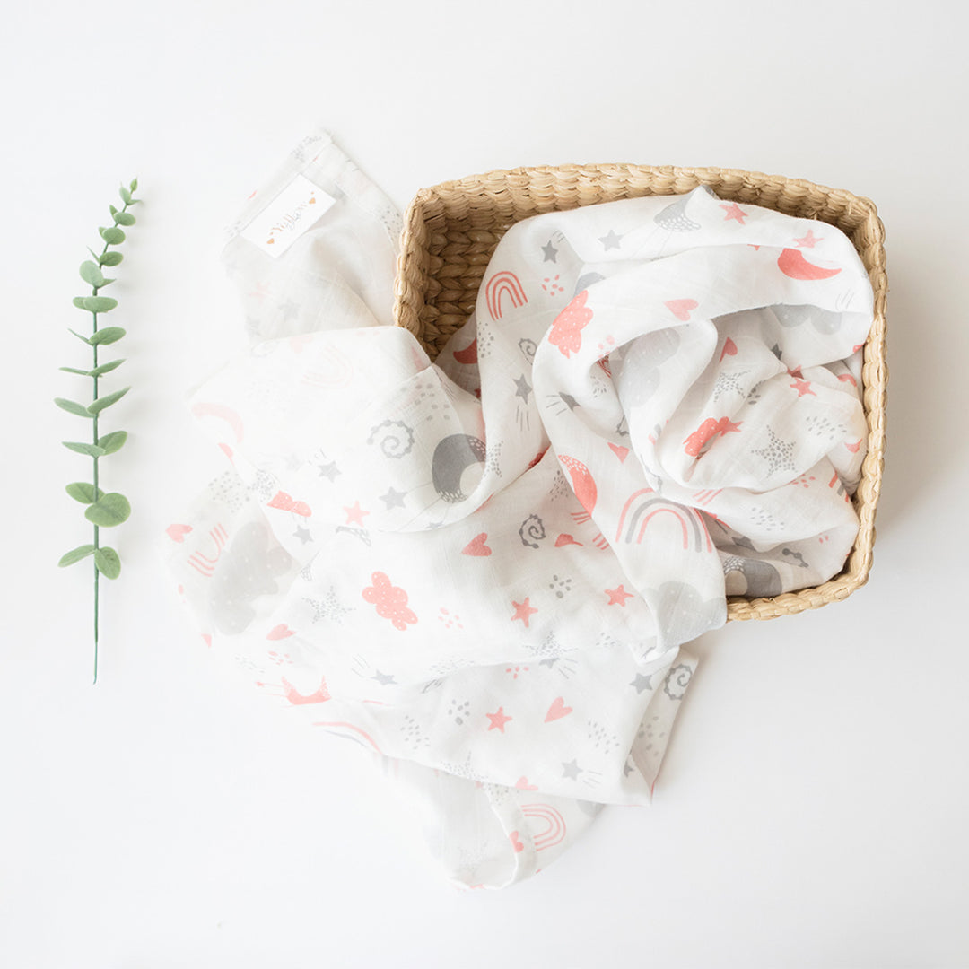 2 Pc | Organic Cotton Magical Rainbows & Crowns Swaddle Set | 0-4 Years