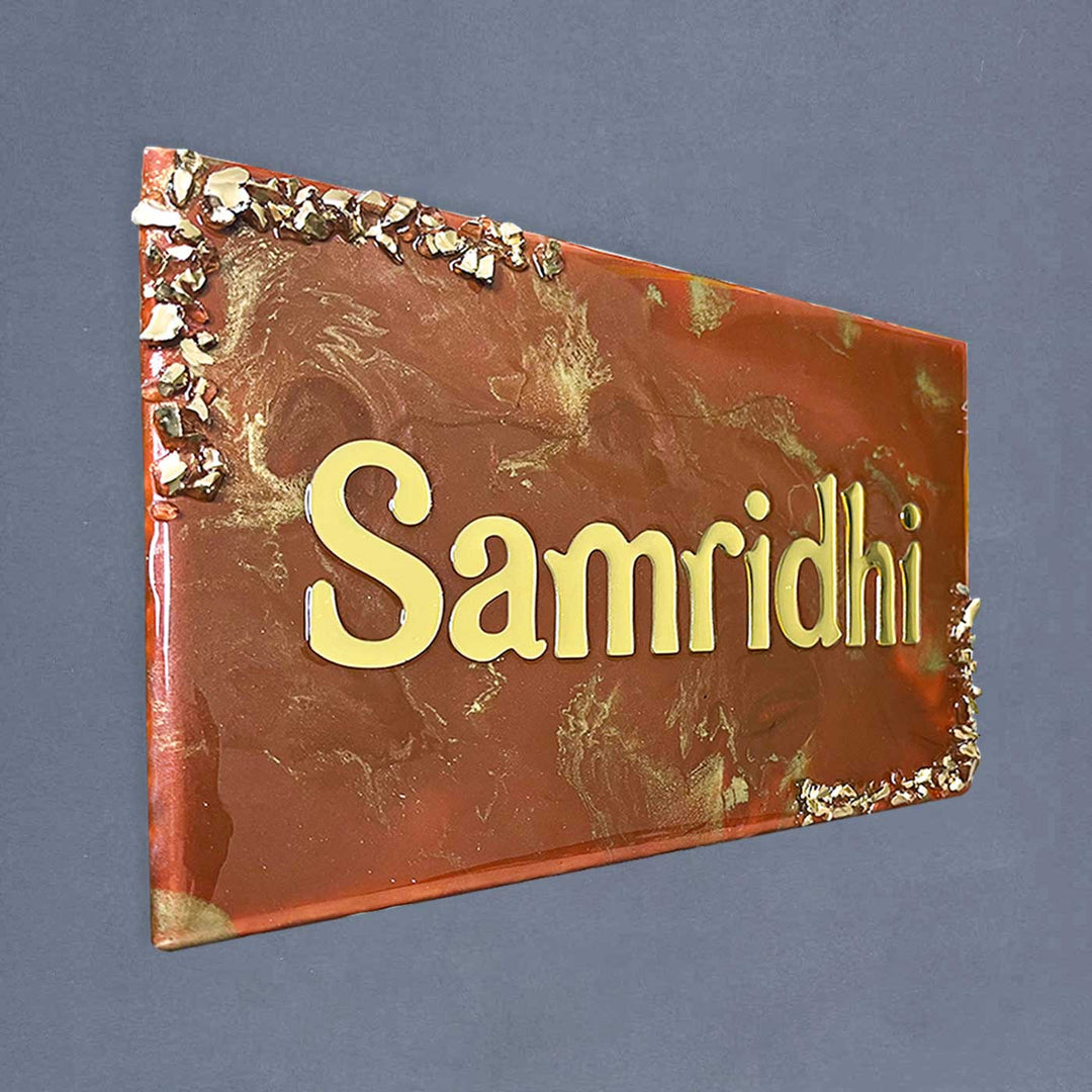 Personalized Resin Round Black Ocean Theme Name Plate - Angled Front View Showing Depth