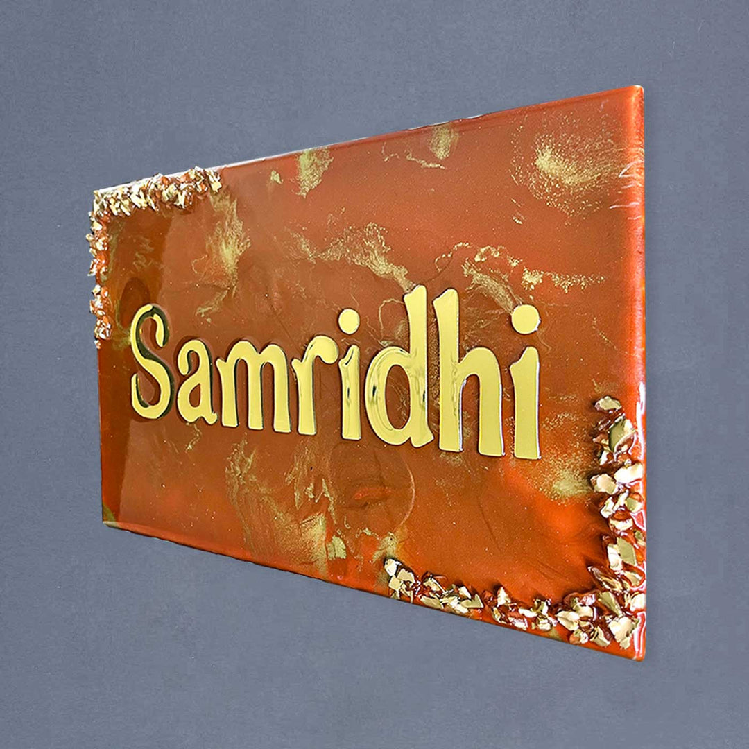 Personalized Resin Round Black Ocean Theme Name Plate - Angled View Showing Thickness and Edges