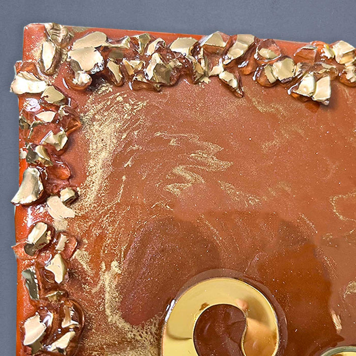 Personalized Resin Round Black Ocean Theme Name Plate - Corner Close-up Showing Texture
