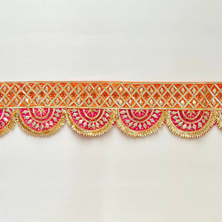 40 In | Handmade Gota Patti Orange & Red Round Toran