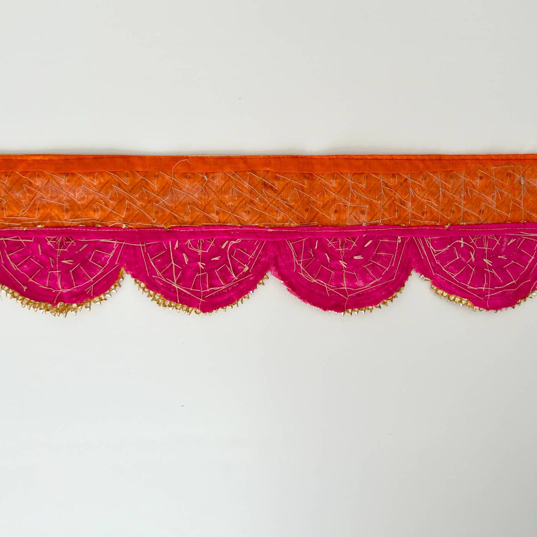 40 In | Handmade Gota Patti Orange & Red Round Toran