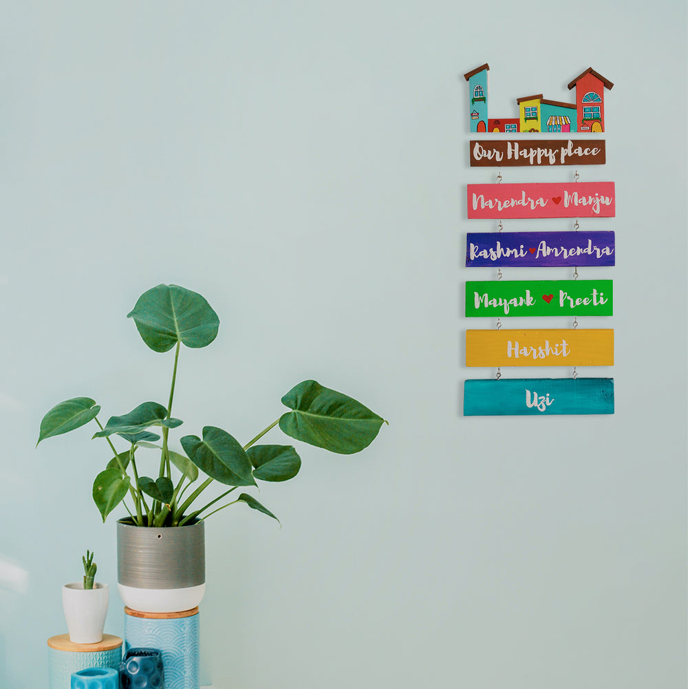 Handpainted Personalized Wooden Hanging House Name Plate - Vertical Wall Hanging Display