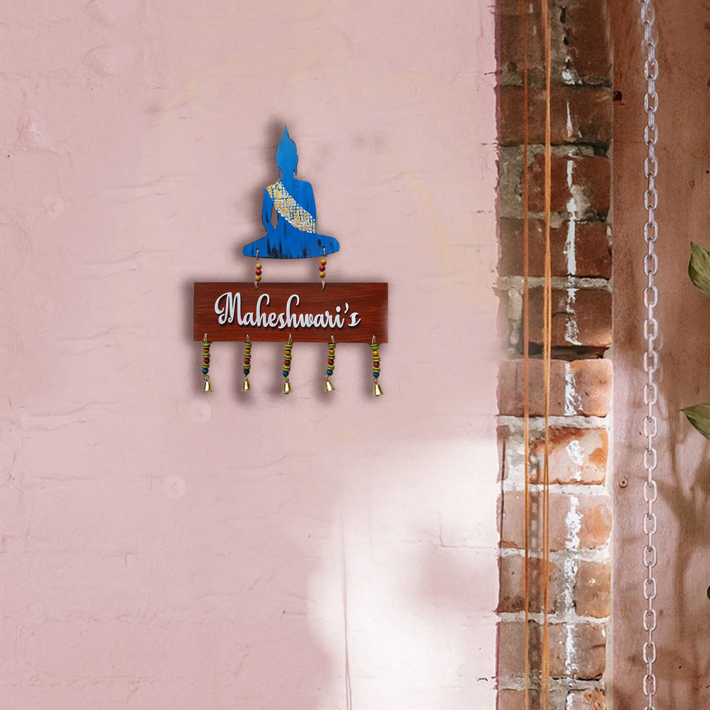 Handpainted Personalized Buddha Name Plate - Mounted on Wall with Personalized Name