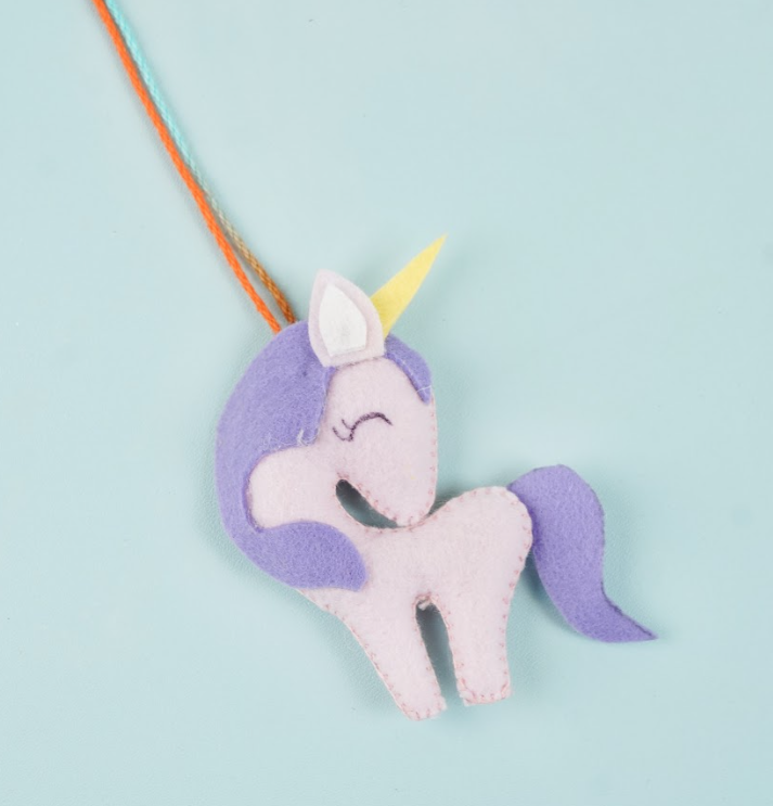 Personalized Handmade Unicorn Felt Rakhi With Roli Chawal - Close-up Front View