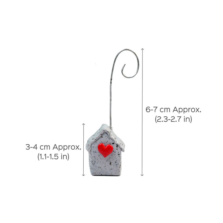 Handcrafted Clay Hut Shaped Photo Holder With Hearts | Set of 3